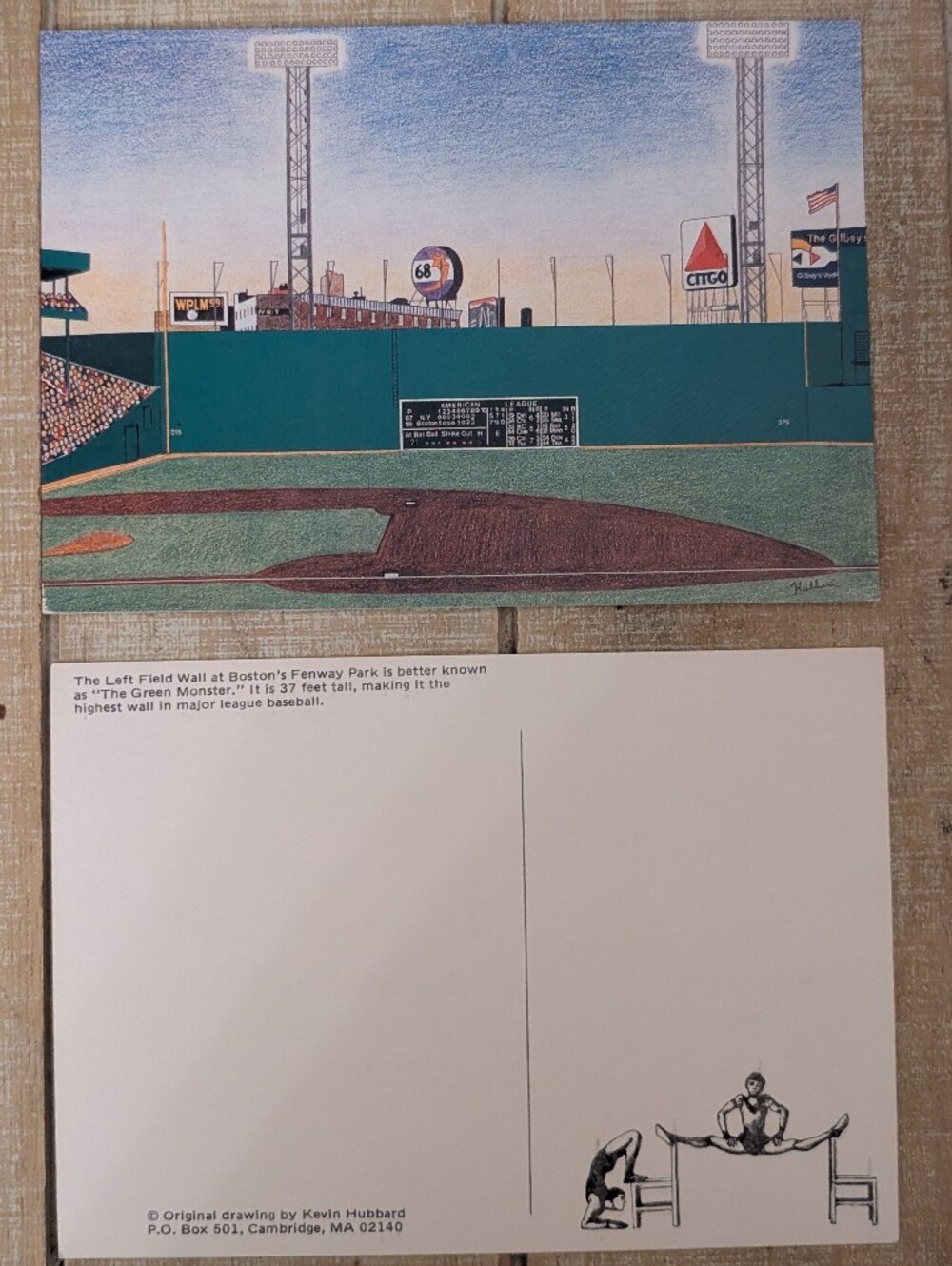 Vintage 90s Lot Of Two Illustrated Fenway Park Postcards